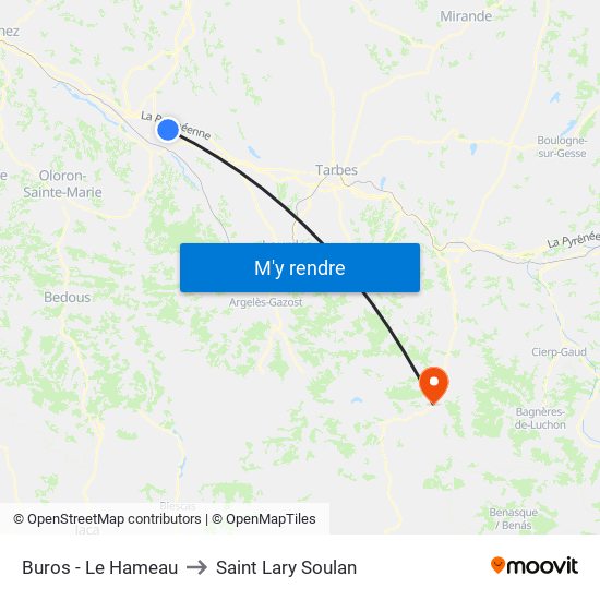 Buros - Le Hameau to Saint Lary Soulan map