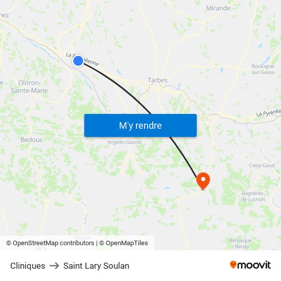 Cliniques to Saint Lary Soulan map