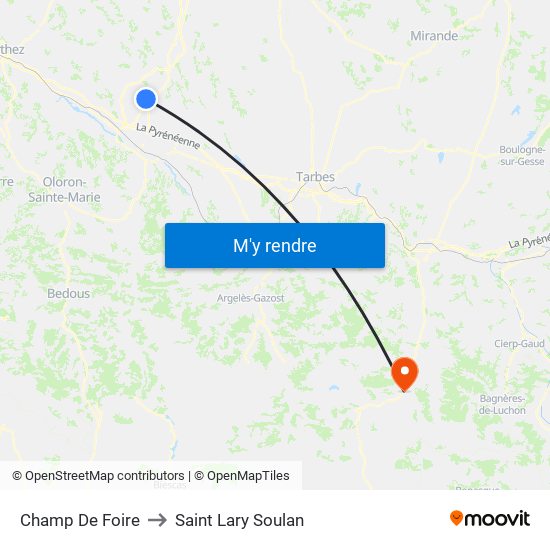 Champ De Foire to Saint Lary Soulan map