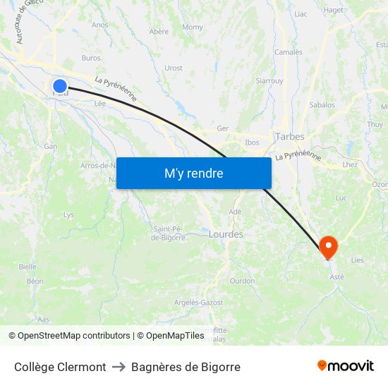 Collège Clermont to Bagnères de Bigorre map