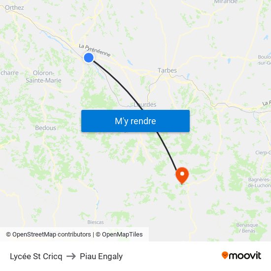 Lycée St Cricq to Piau Engaly map