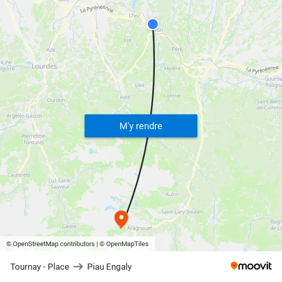 Tournay - Place to Piau Engaly map