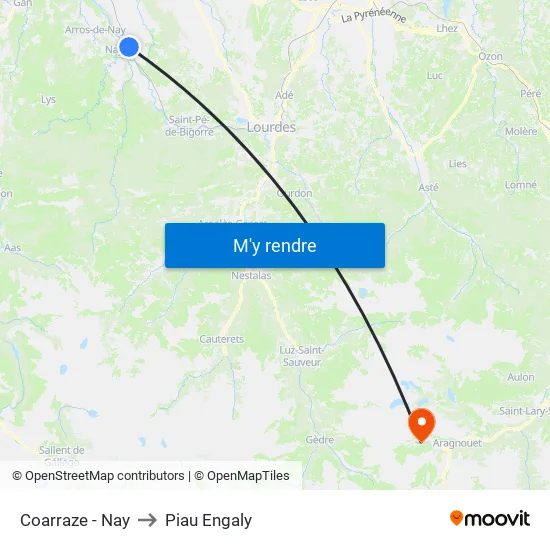 Coarraze - Nay to Piau Engaly map