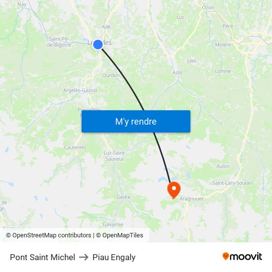 Pont Saint Michel to Piau Engaly map