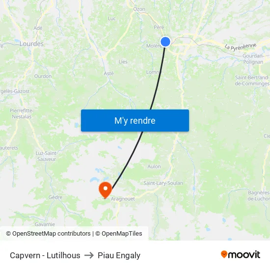 Capvern - Lutilhous to Piau Engaly map