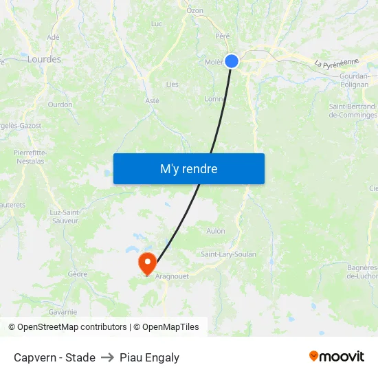 Capvern - Stade to Piau Engaly map