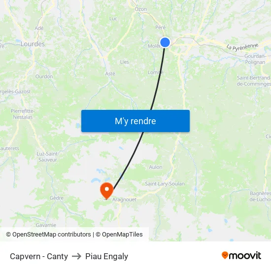 Capvern - Canty to Piau Engaly map