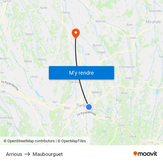 Arrious to Maubourguet map