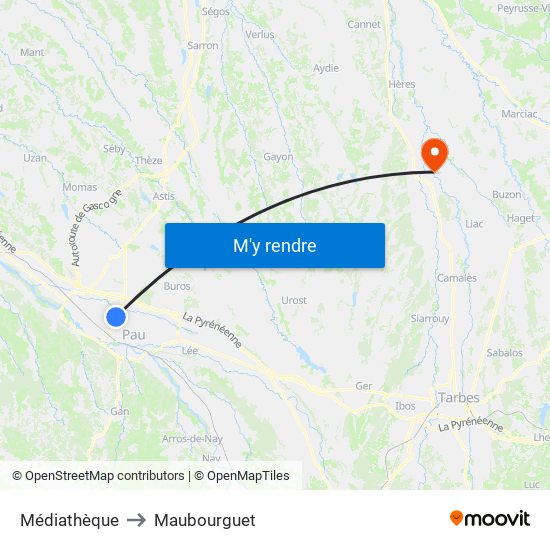 Médiathèque to Maubourguet map