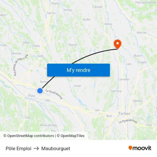 Pôle Emploi to Maubourguet map