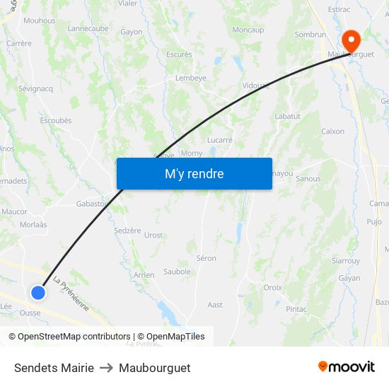 Sendets Mairie to Maubourguet map