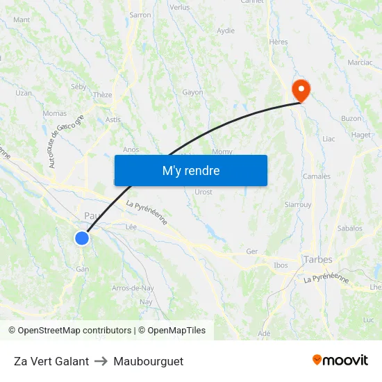 Za Vert Galant to Maubourguet map