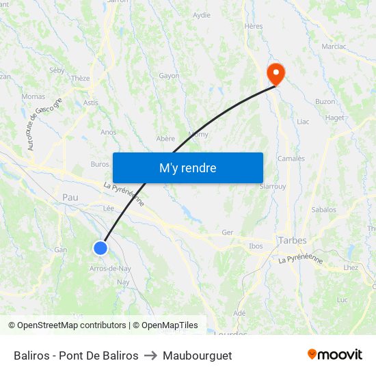 Baliros - Pont De Baliros to Maubourguet map