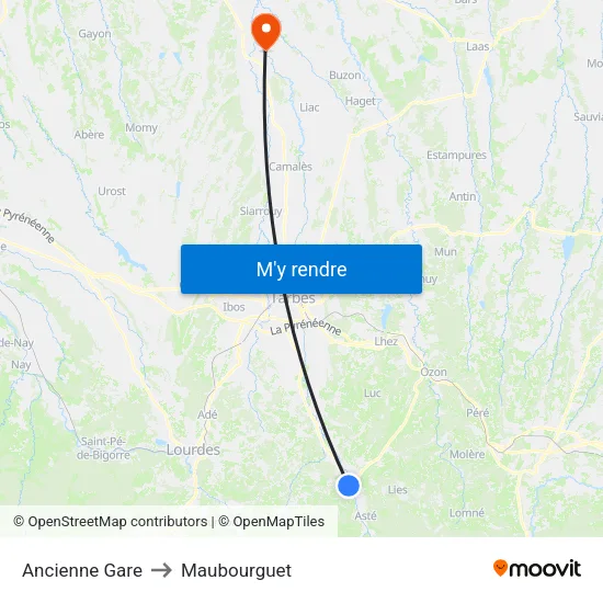 Ancienne Gare to Maubourguet map