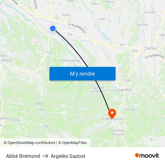Abbé Brémond to Argelès Gazost map