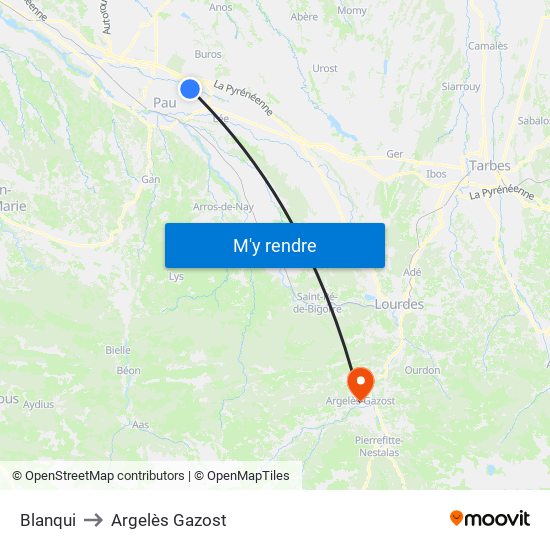 Blanqui to Argelès Gazost map