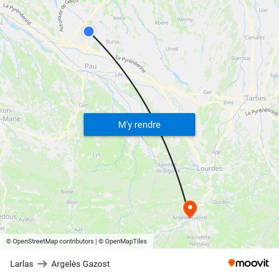 Larlas to Argelès Gazost map