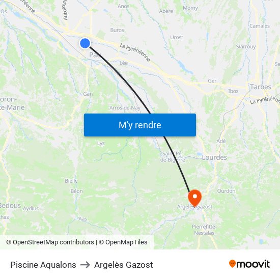 Piscine Aqualons to Argelès Gazost map