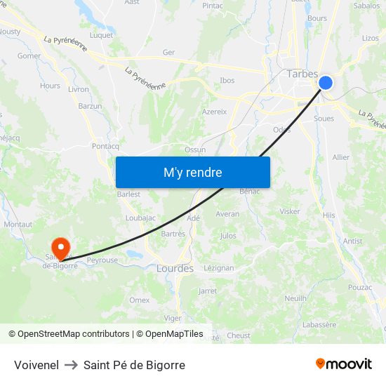 Voivenel to Saint Pé de Bigorre map