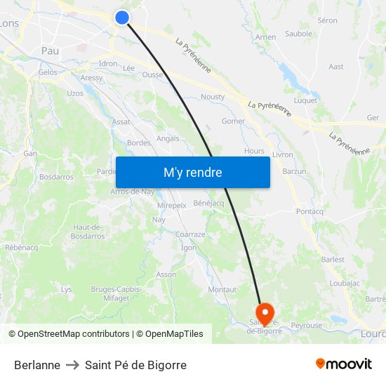 Berlanne to Saint Pé de Bigorre map