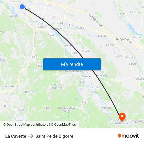 La Cavette to Saint Pé de Bigorre map