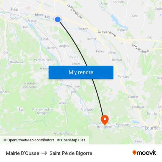 Mairie D'Ousse to Saint Pé de Bigorre map