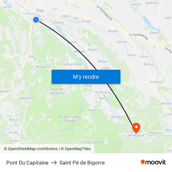 Pont Du Capitaine to Saint Pé de Bigorre map