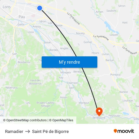 Ramadier to Saint Pé de Bigorre map