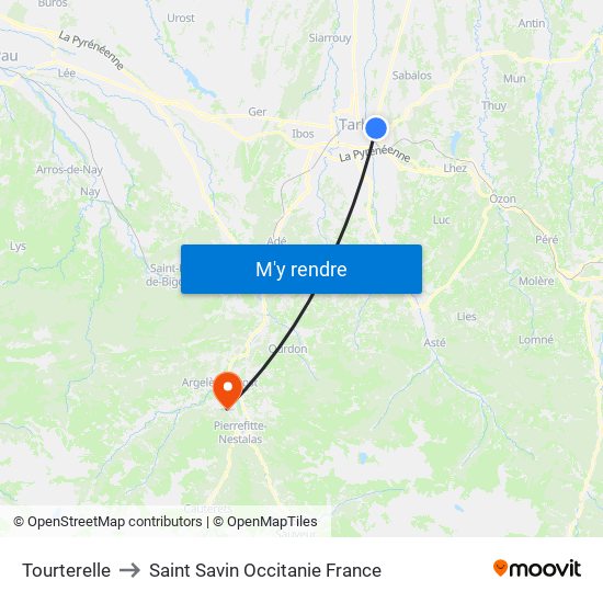 Tourterelle to Saint Savin Occitanie France map