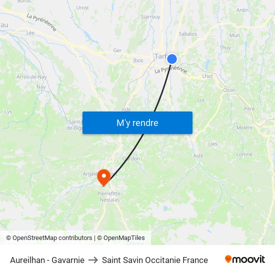 Aureilhan - Gavarnie to Saint Savin Occitanie France map