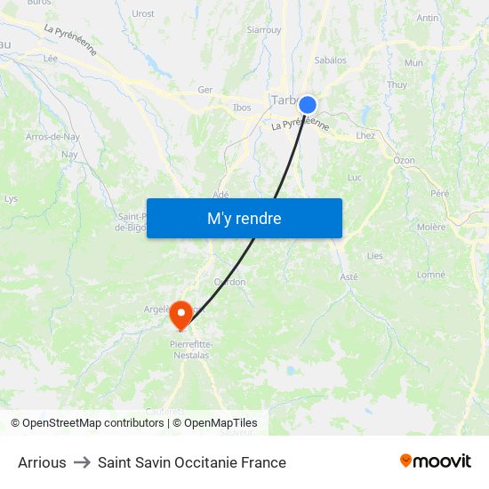 Arrious to Saint Savin Occitanie France map