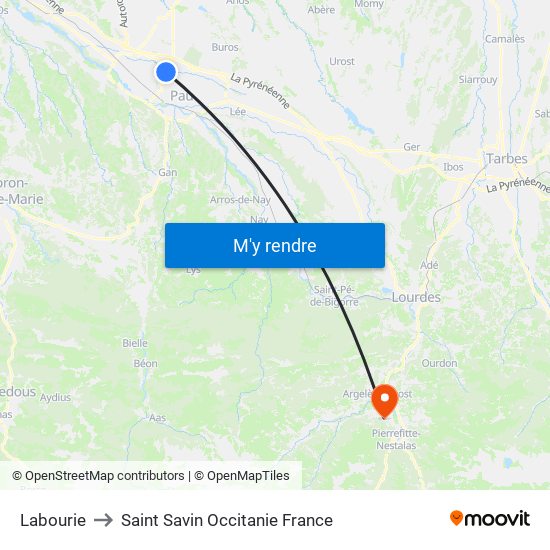 Labourie to Saint Savin Occitanie France map