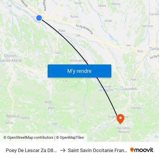 Poey De Lescar Za D817 to Saint Savin Occitanie France map