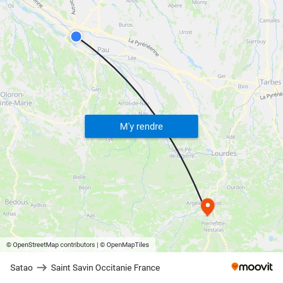 Satao to Saint Savin Occitanie France map