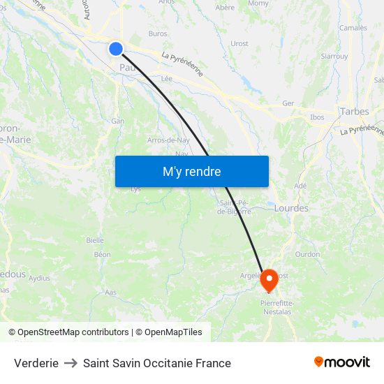 Verderie to Saint Savin Occitanie France map