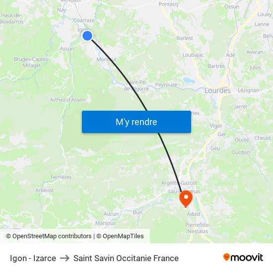 Igon - Izarce to Saint Savin Occitanie France map