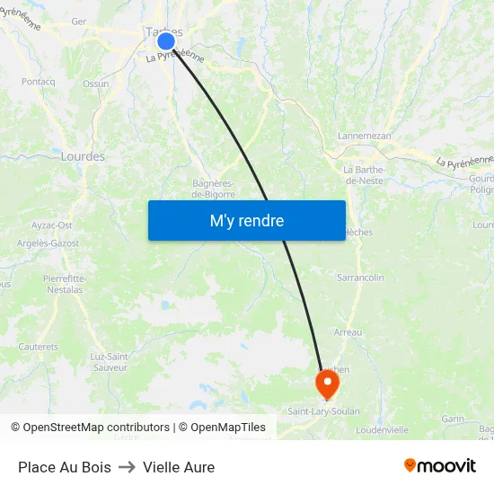 Place Au Bois to Vielle Aure map