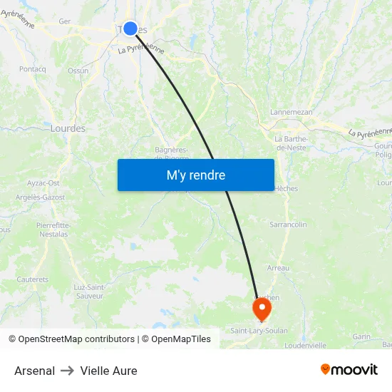 Arsenal to Vielle Aure map