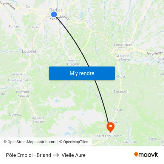 Pôle Emploi - Briand to Vielle Aure map