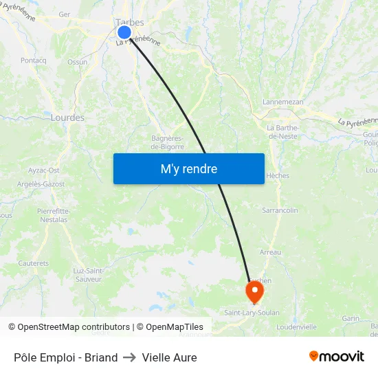 Pôle Emploi - Briand to Vielle Aure map