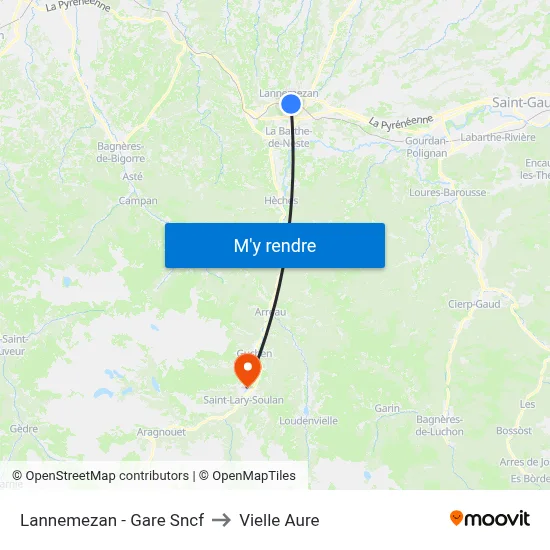 Lannemezan - Gare Sncf to Vielle Aure map