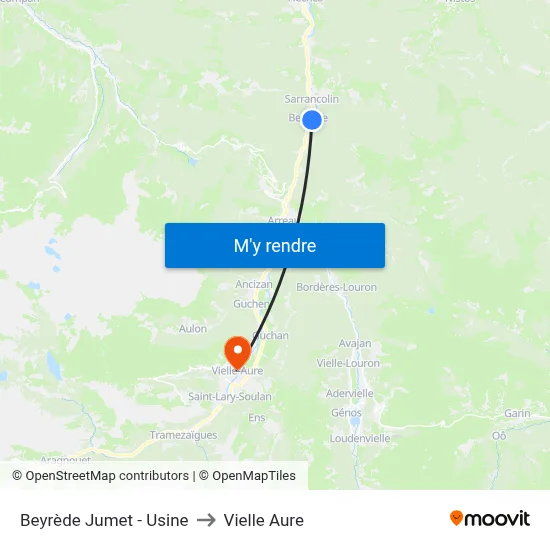 Beyrède Jumet - Usine to Vielle Aure map