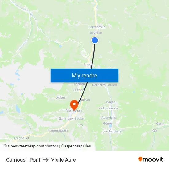 Camous - Pont to Vielle Aure map