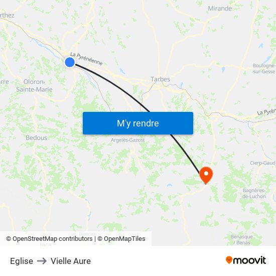 Eglise to Vielle Aure map