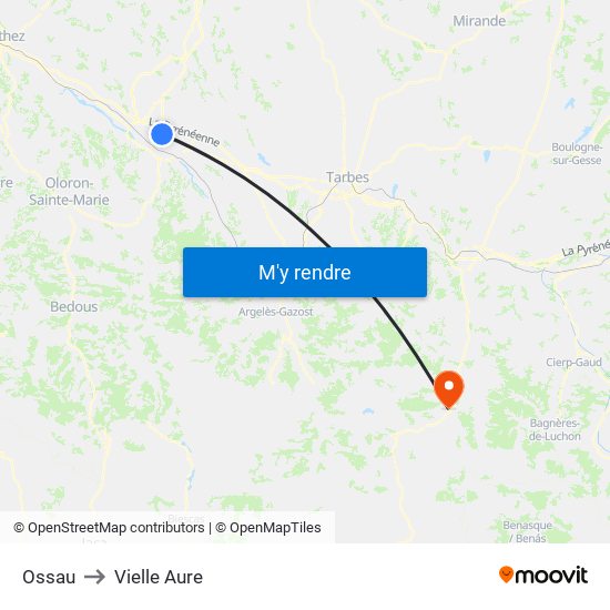 Ossau to Vielle Aure map