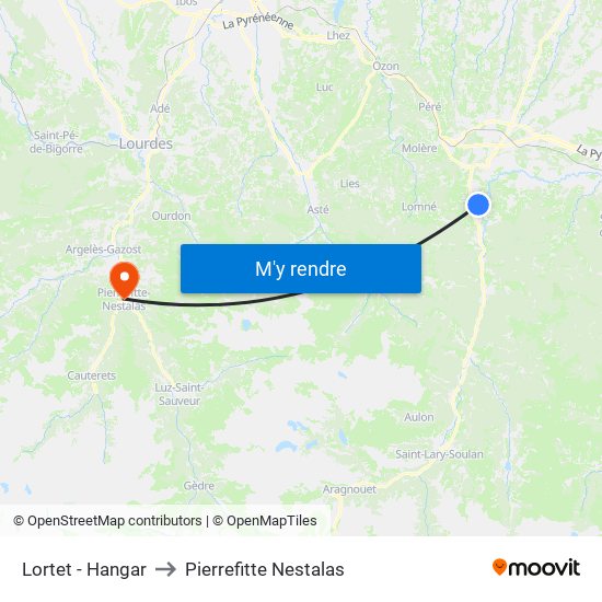 Lortet - Hangar to Pierrefitte Nestalas map