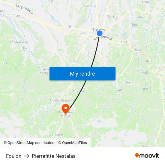 Foulon to Pierrefitte Nestalas map