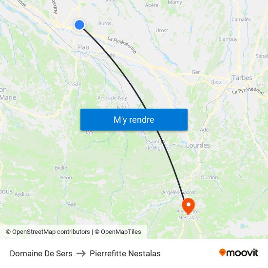Domaine De Sers to Pierrefitte Nestalas map
