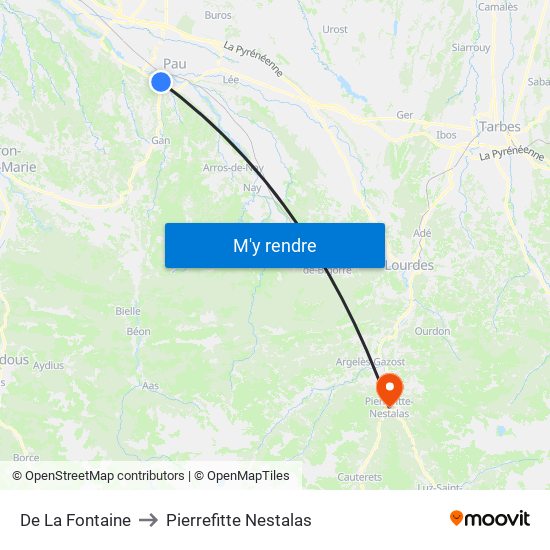 De La Fontaine to Pierrefitte Nestalas map