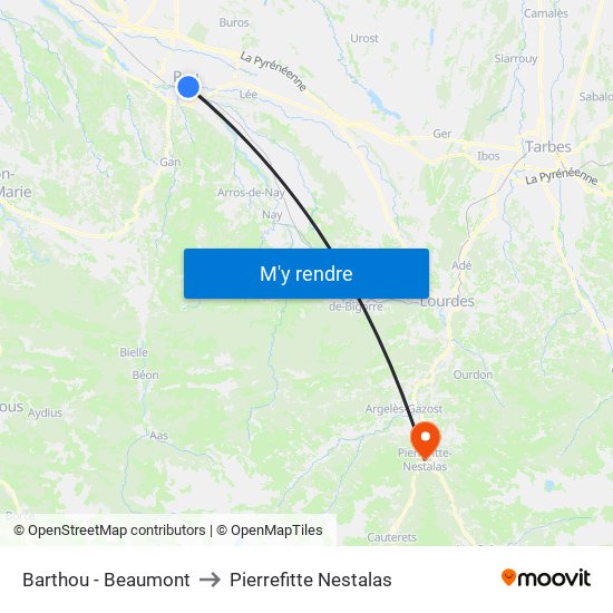 Barthou - Beaumont to Pierrefitte Nestalas map